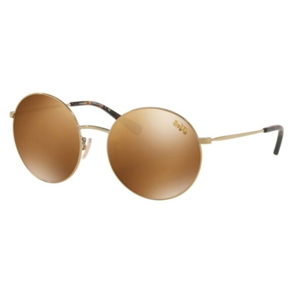 NWOT Coach Round Light Gold Sunglasses (HC7078) (L1012) - Picture 1 of 11